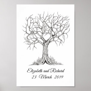 Póster Árbol de huellas dactilares, Libro de Invitados, C