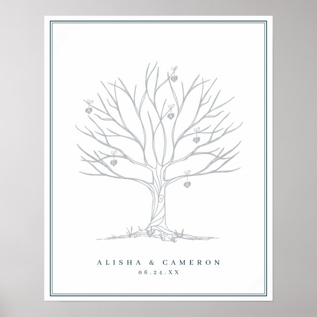 Póster Árbol de huellas dactilares y libro de invitados d (Frente)