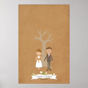 Póster Árbol de huellas digitales con retrato de pareja P