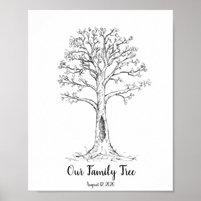 Póster Árbol de huellas digitales familiares con Poster d (Frente)