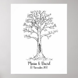 Póster Árbol de huellas digitales, GuestBook, árbol de hu