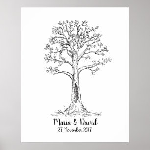 Póster Árbol de huellas digitales, GuestBook, árbol de hu