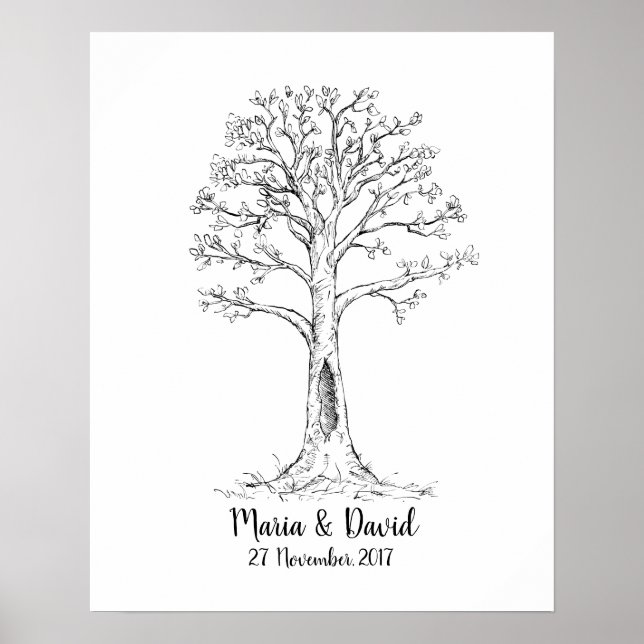 Póster Árbol de huellas digitales, GuestBook, árbol de hu (Frente)