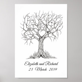 Póster Árbol de huellas digitales, GuestBook, WeddingTree
