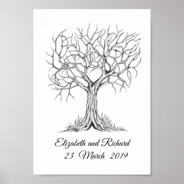 Póster Árbol de huellas digitales, GuestBook, WeddingTree (Frente)