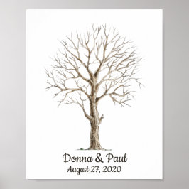 Póster Árbol De Huellas Digitales Para Poster Boda