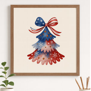 Póster Árbol de invierno minimalista moderno patriótico a