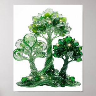 Póster Árbol de joyería verde esmeralda verde llamativo
