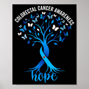 Póster árbol de la cinta azul de concienciación sobre el