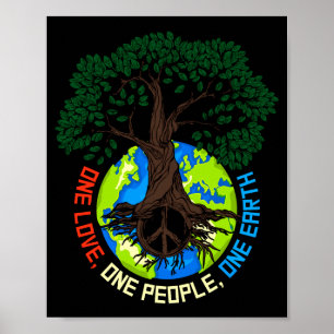 Póster Árbol de la Paz Amor Protección Ambiental Tierra D