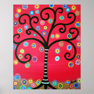 PÓSTER ÁRBOL DE LA PINTURA DE LA VIDA