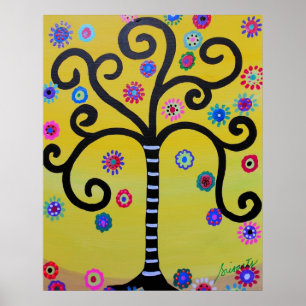 PÓSTER ÁRBOL DE LA PINTURA DE LA VIDA