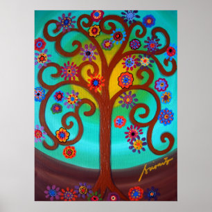 PÓSTER ÁRBOL DE LA PINTURA DE LA VIDA