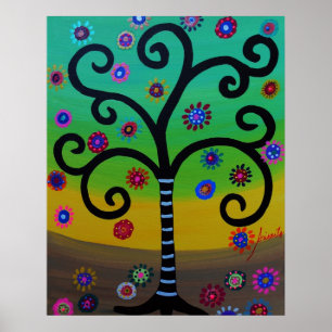 PÓSTER ÁRBOL DE LA PINTURA DE LA VIDA
