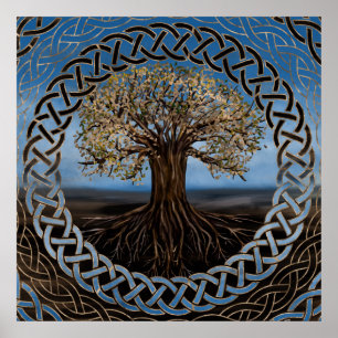 Póster Árbol de la vida - dibujo de Yggdrasil