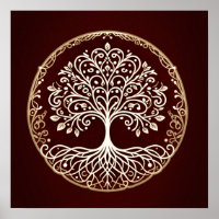 Árbol de la Vida Rústico Rojo Oscuro Celta