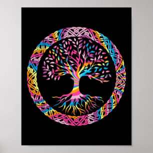 Póster Árbol De La Vida Yoga Chakra Astrología Yggdrasil