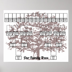 Póster Árbol de Leafage de Borgoña Poster de dos árboles 