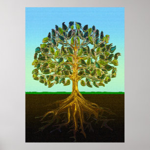 Póster Árbol de los placeres simples de la vida de la