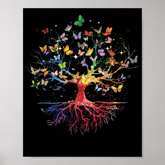 Póster Árbol de mariposa Hermosos Insectos (Frente)