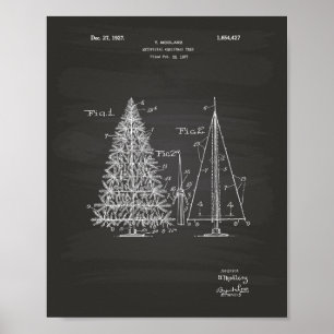 Póster Árbol de Navidad 1927 Patent Art Chalkboard