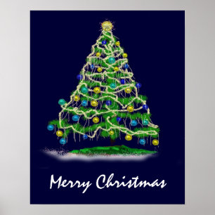 Póster Árbol de navidad abstracto de los Arty en azul de