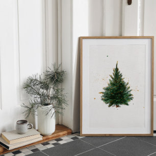 Póster Árbol de Navidad acuarela