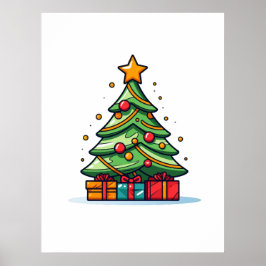Póster Árbol de Navidad adornado