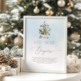 Póster Árbol de Navidad azul barra de chocolate caliente