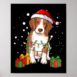Póster Árbol de Navidad Beagle Dog enciende Santa Dog Xma