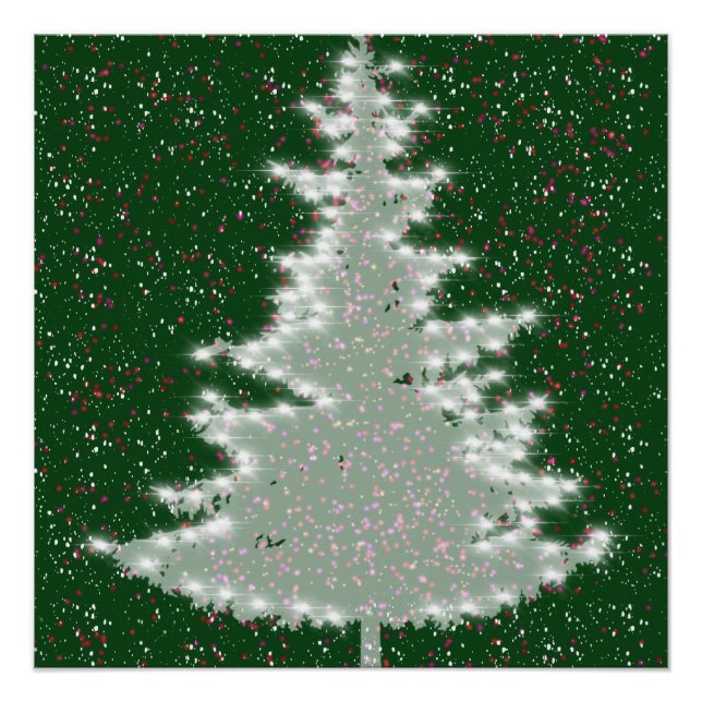 Póster Árbol de Navidad brillante de invierno encantado (Anverso)
