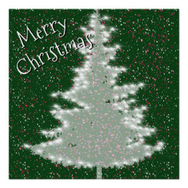 Póster Árbol de Navidad brillante de invierno encantado