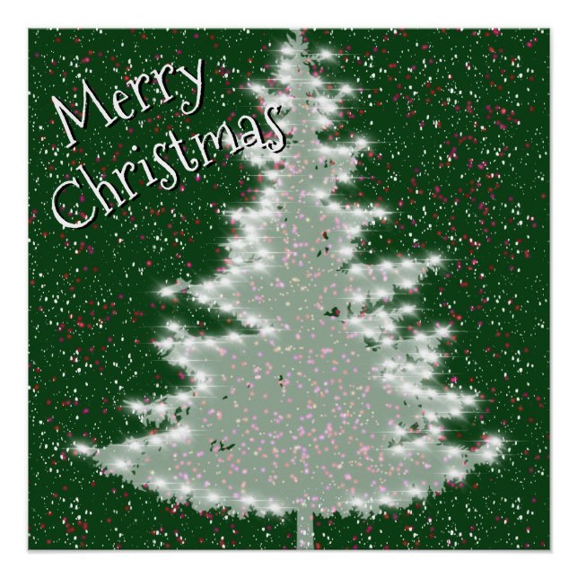 Póster Árbol de Navidad brillante de invierno encantado (Anverso)