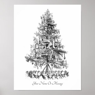 Póster Arbol de Navidad cantando y bailando de un niño de