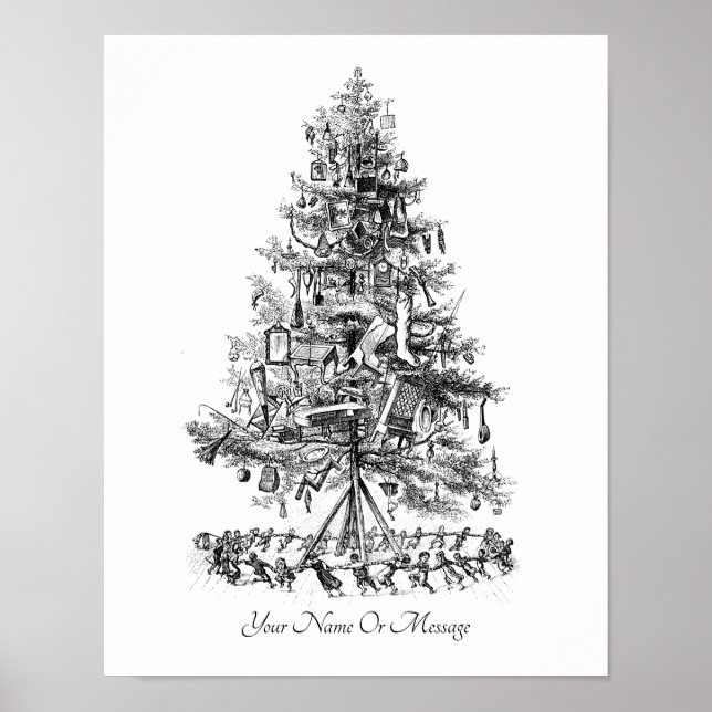 Póster Arbol de Navidad cantando y bailando de un niño de (Frente)