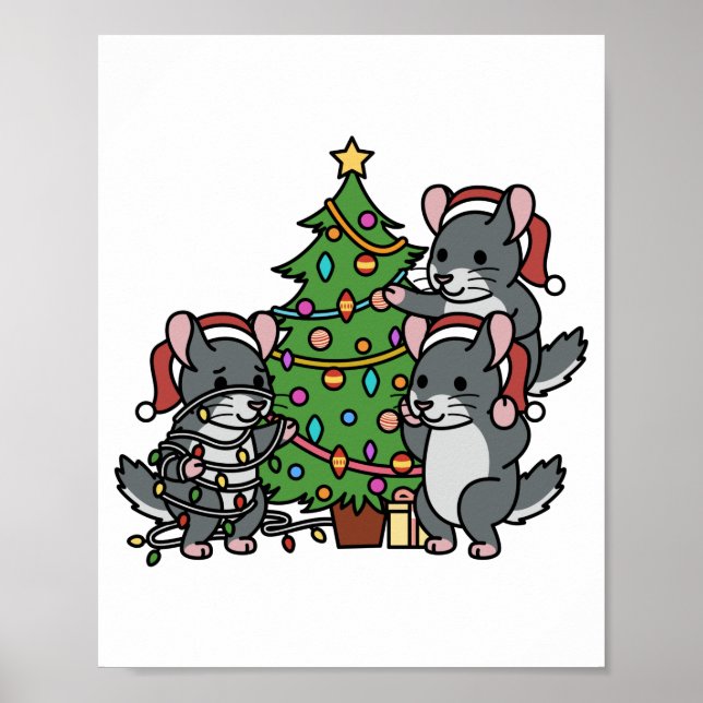 Póster Árbol de Navidad Chinchilla (Frente)