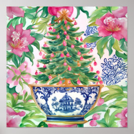 Póster Árbol de Navidad Chinoiserie