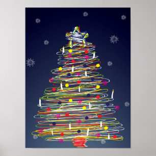 Póster Árbol de navidad colorido festivo (personalizar