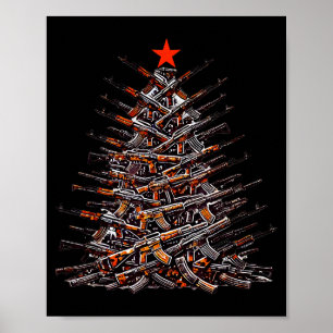 Póster Árbol de Navidad con armas divertido Navidad 2025 