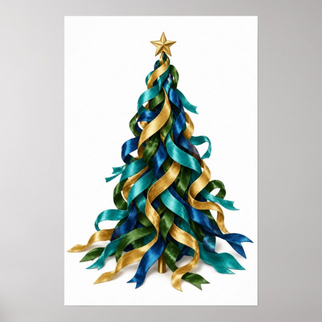 Póster Árbol de Navidad con Cintas (Frente)