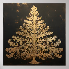 Póster Árbol de Navidad con lápices de oro