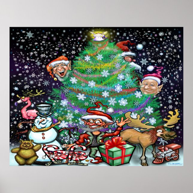 Póster Árbol de Navidad con recortes (Frente)