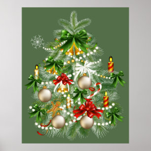 Póster Árbol de Navidad con velas Poster