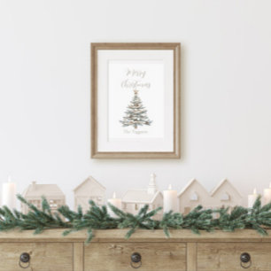 Póster Árbol de Navidad costero de madera flotante rústic