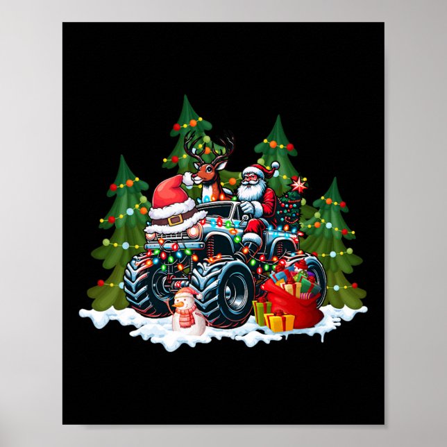 Póster Árbol de Navidad Cute Santa Cláusula Monstruo Re (Frente)