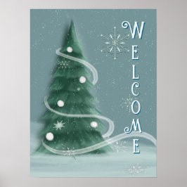 Póster Árbol de Navidad de Abeto Azul Bienvenido