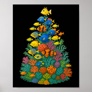 Póster Árbol de navidad de acuario de agua salada