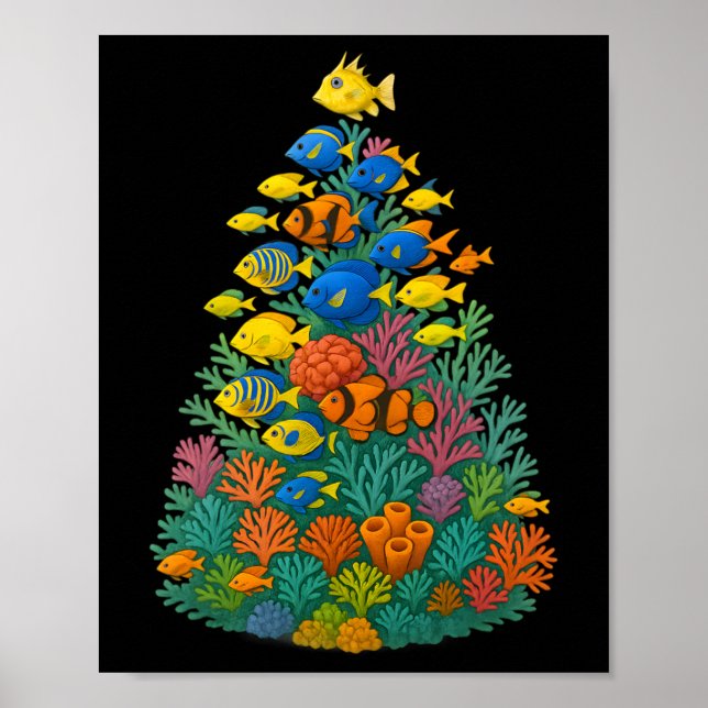 Póster Árbol de navidad de acuario de agua salada (Frente)
