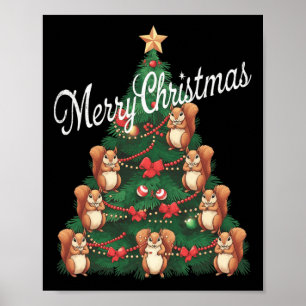 Póster Árbol de navidad de ardilla