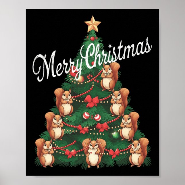 Póster Árbol de navidad de ardilla (Frente)